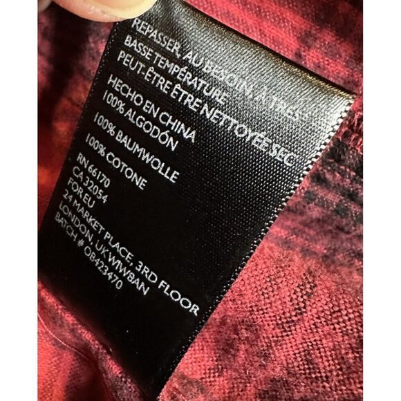 Urban Outfitters BDG red plaid flannel oversized open front shirt shacket, sz XS - Picture 6 of 7